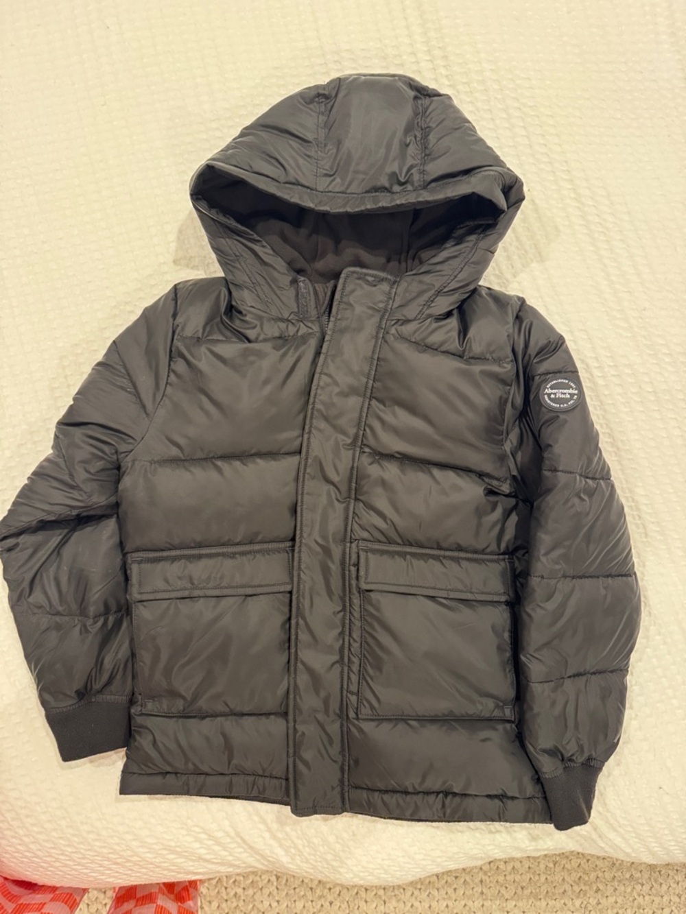 abercrombie kids Black Hooded Puffer Jacket